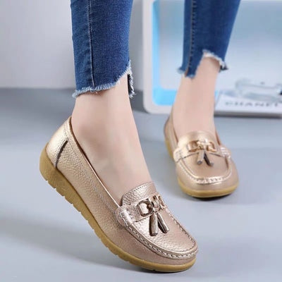 New Genuine Leather Cowhide Soft Sole Four Seasons Women's Flat Shoes, Loafer-RV2253