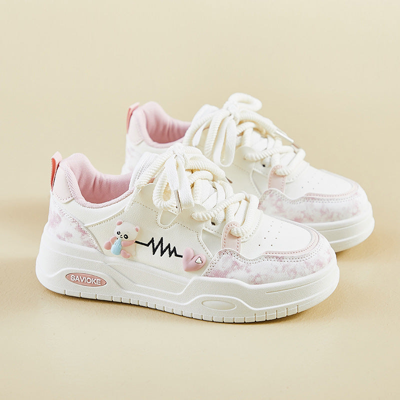 Student White Sneakers for Girls Cute Harajuku Style Shoes, Sneaker & Kades – WR146