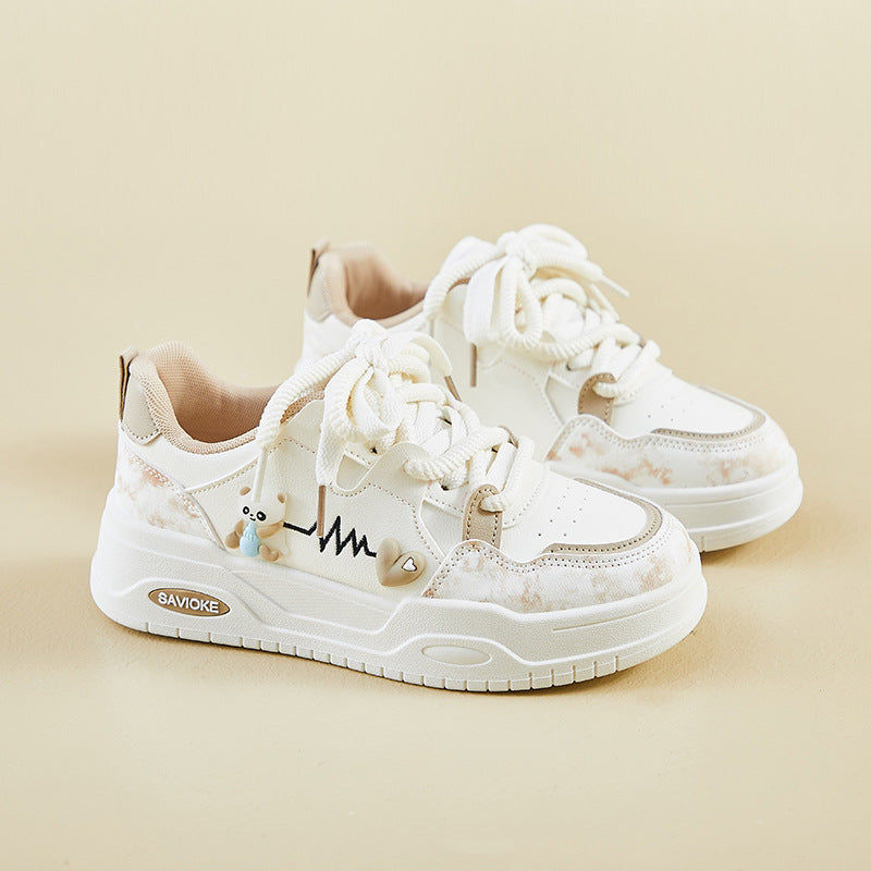 Student White Sneakers for Girls Cute Harajuku Style Shoes, Sneaker & Kades – WR146