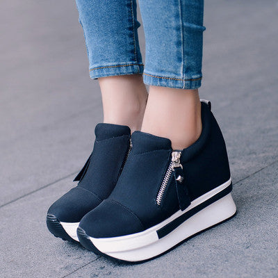 Women's Canvas Zipper Platform Shoes, Sneaker – RV2030