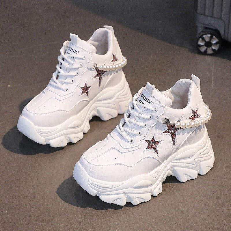 Women's Sporty Casual Heel Platform Chunky Sneakers Shoes, Sneaker – WR110