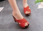 Women’s open-toe shoes with cross-studs, sandals, Box heel-RV1147