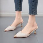 Popular Half-Slippers Closed-Toe Sandals for Women, Pencil Heel-RV1355
