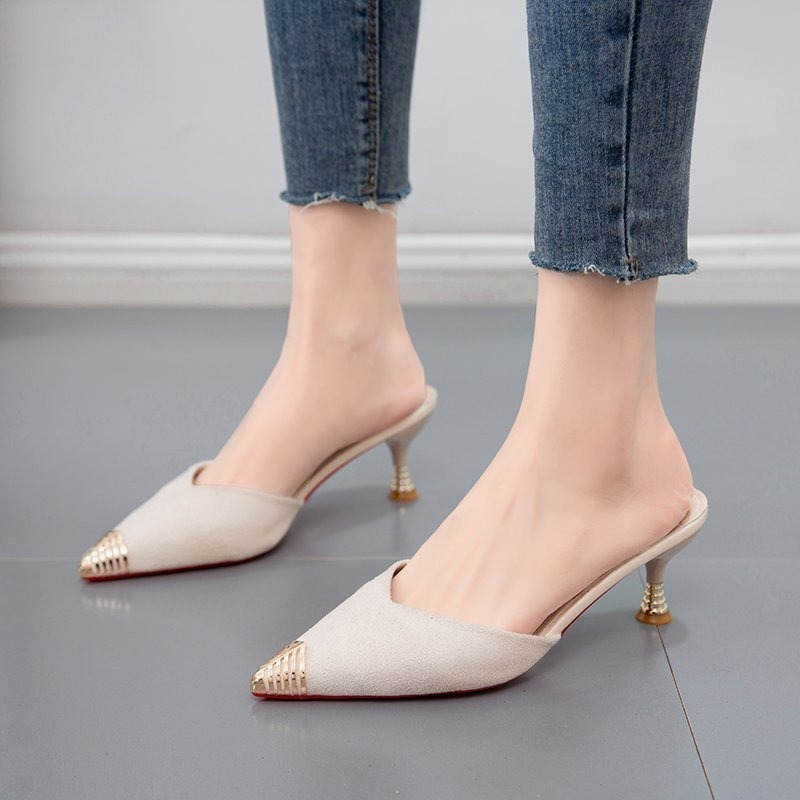 2_O1CN01Cn5ddF2DbDWKG9Vbl_!!2201510458627 Popular Half-Slippers Closed-Toe Sandals for Women, Pencil Heel-RV1355 - Image 1