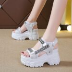 Korean Style Platform Casual Sports Velcro Sandals For Women, Balance Heel-RV646 - Image 3