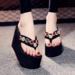 Fashion Trendy Seaside Vacation Flip-Flops Flats-Soled Outer Shoes For Women, Balanced Heel-DS16