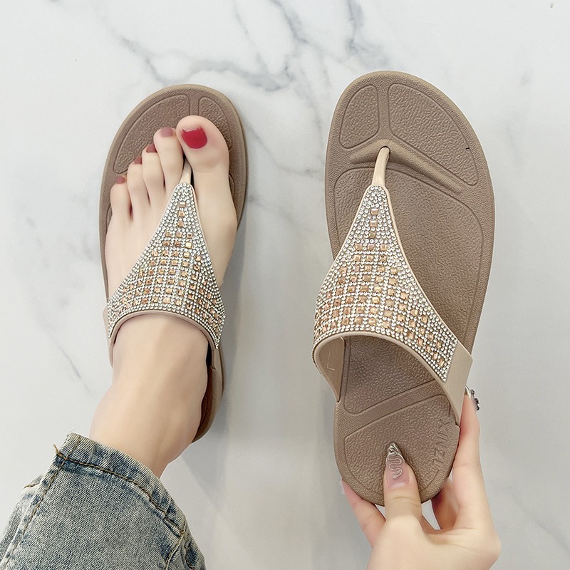 O1CN01B3g5kw29wViml2r1C_22014103 Chilean-style glass beige flip-flops, thick-soled, shiny sandals —Sandal & Slipper-RV30016 - Image 1