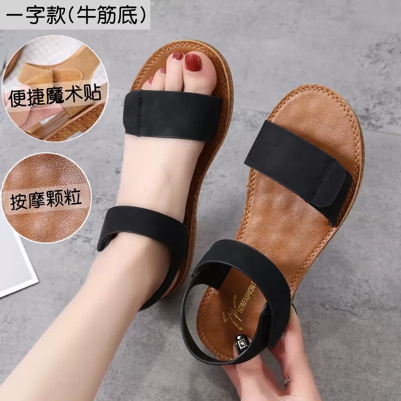 O1CN01Pzy3LS1haF7kKshHJ_74970429 Women’s summer flat Velcro sandals — soft-soled, Korean style. Sandal & Slipper-RV189 - Image 1