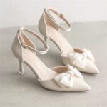 Women’s Trendy Bow-Tie Mid-Heel Pointed Toe Shoes, Pencil Heel-RV1384