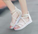 Rear Zipper Casual Fashion Cross sSrap Roman Sandals For Women, Balance Heel-RV23