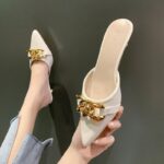 Popular Half-Slippers Closed-Toe Sandals for Women, Pencil Heel-RV1323