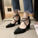 British style, Mid-heel, chunky heel Shoes For Women, Box Heel-RV1397