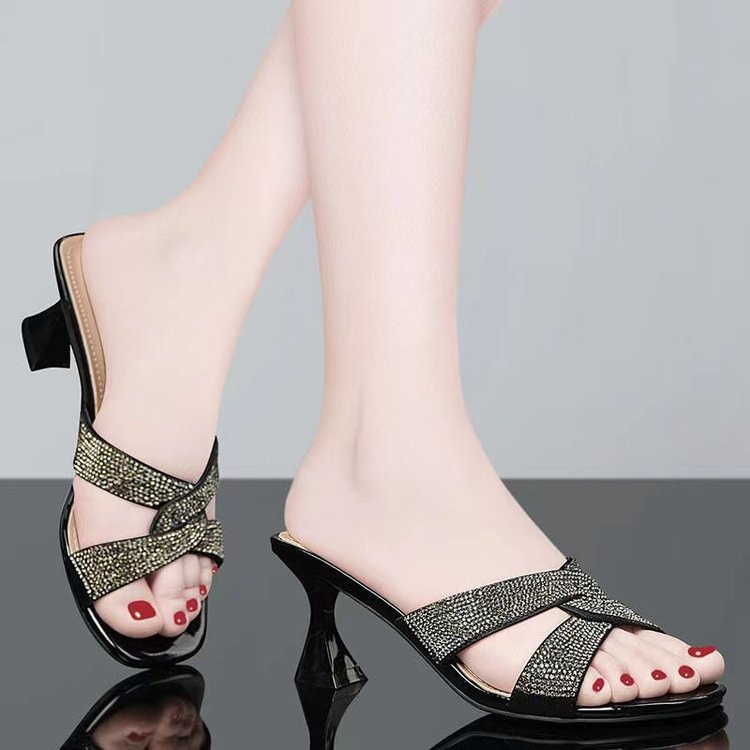 RV1450-1890 TK Women’s Mid Heel Slippers Fashionable Shoes For Women, Box Heel-RV1450 - Image 1