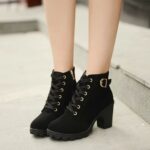 Cross-Strap Short Boots, Chunky Heel Martin Boots For Women, Boot Shoes-RV2181