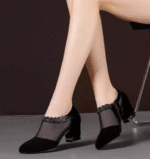 Chinese-Style Closed-Toe Half-Slippers for Women, Box Heel-RV2516