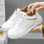 White Shoes for Women, Breathable Student Sneaker-WR88