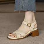 French-style open-toe sandals for women, Box Heel – RV1513