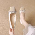 Women’s Summer Style Chunky Heel Slip-on Square Toe High Heels for Commuting, Style Shoes – RV2570