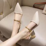 Gentle evening breeze mid-heel pointed-toe sandals for women, Pencil Heel – RV1518