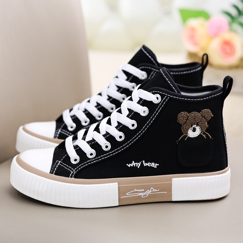 0_O1CN0172vcuB1i7g0AEUfv2_!!224564366 Pocket Bear High-Top Shoes, Women’s Canvas Shoes, Sneaker-RV2496 - Image 1
