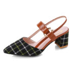Women’s Pointed Toe Strapless Roman Sandals Low Mouth Chunky Heel High Heels, Box Heel – RV1477 - Image 2