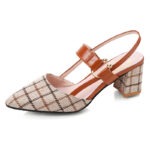 Women’s Pointed Toe Strapless Roman Sandals Low Mouth Chunky Heel High Heels, Box Heel – RV1477